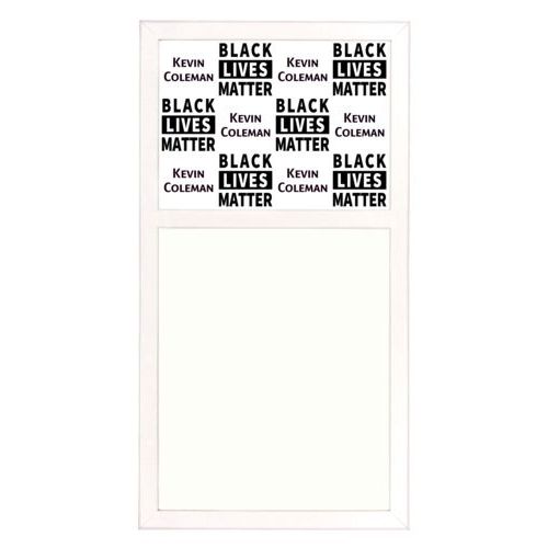 Personalized whiteboard personalized with "Black Lives Matter" and a name black on white tiled design