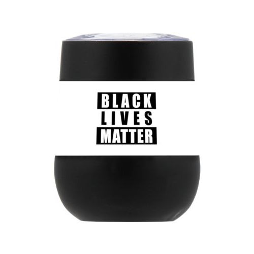 Personalized insulated steel 8oz cup personalized with "Black Lives Matter" black on white design