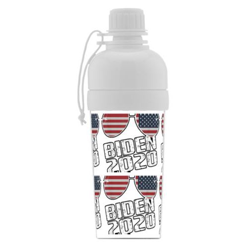 Custom kids water bottle personalized with "Biden 2020" sunglasses tile design
