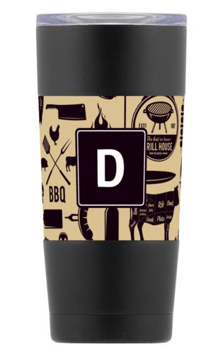 Personalized with bbq club pattern and initial in black and oatmeal Personalized with bbq club pattern and initial in black and oatmeal