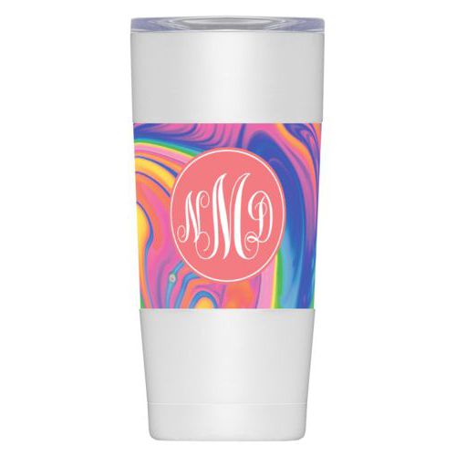 Personalized with marbling pattern and monogram in peach echo