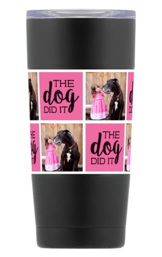 Personalized with a photo and the saying "the dog did it" in black and pretty pink Personalized with a photo and the saying "the dog did it" in black and pretty pink