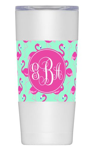 Personalized with flamingos pattern and monogram in bright pink Personalized with flamingos pattern and monogram in bright pink