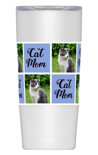 Personalized with a photo and the saying "cat mom" in black and serenity blue Personalized with a photo and the saying "cat mom" in black and serenity blue