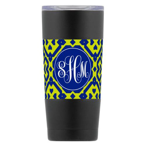 Personalized with plaid pattern and monogram in marine and chartreuse