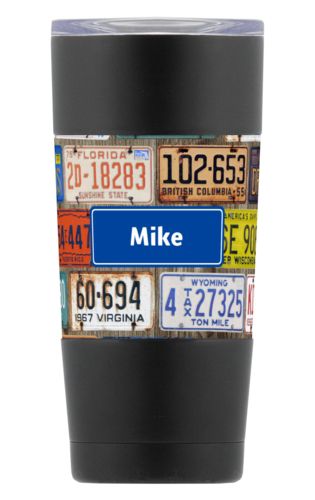 Personalized with license plates pattern and name in royal blue Personalized with license plates pattern and name in royal blue