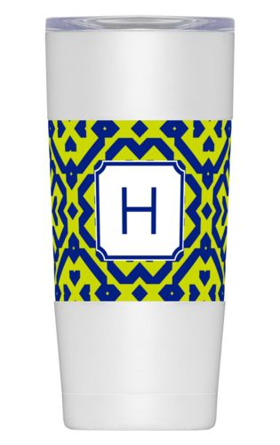 Personalized with plaid pattern and initial in marine and chartreuse Personalized with plaid pattern and initial in marine and chartreuse