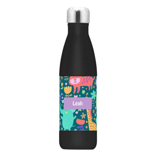 Custom insulated water bottle personalized with africa pattern and name in lavender
