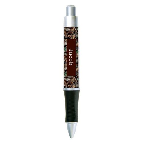 Personalized pen personalized with hunting camo pattern and name in chocolate brown party goods