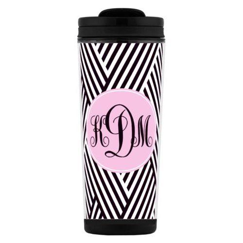 Personalized with maze pattern and monogram in black and pink quartz