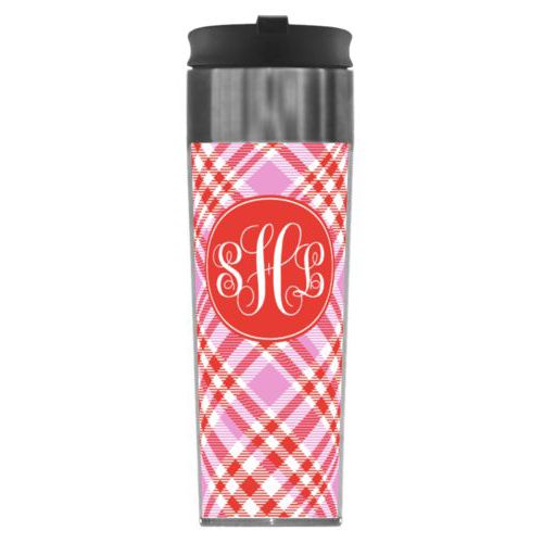 Personalized with tartan pattern and monogram in red punch and thistle