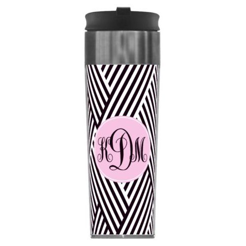 Personalized with maze pattern and monogram in black and pink quartz
