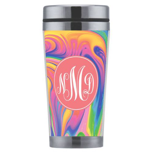 Personalized with marbling pattern and monogram in peach echo
