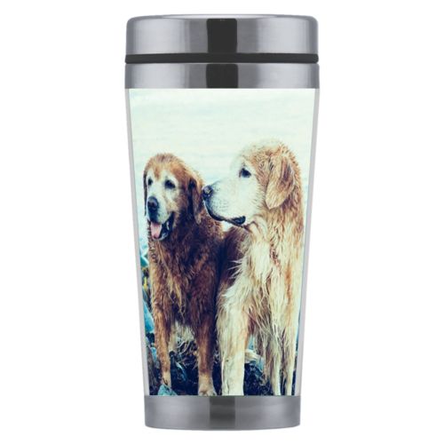 Personalized stainless steel travel mugs 12oz personalized with dogs photo