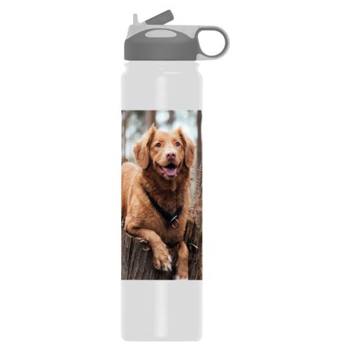 Insulated water bottle personalized with a photo
