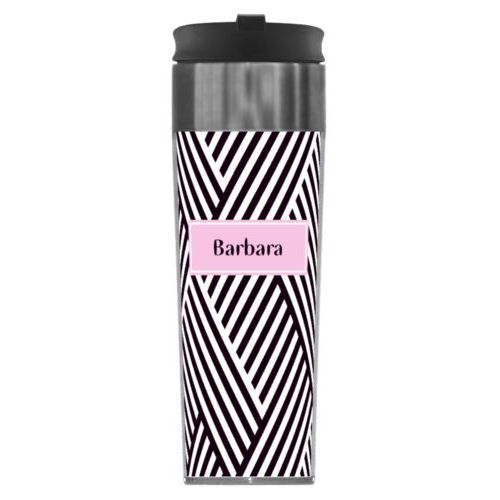 Personalized with maze pattern and name in black and pink quartz