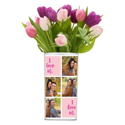 Personalized vases personalized with couples photos and "I love us"