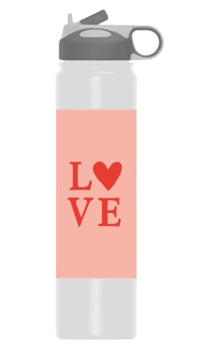 Thermal water bottle personalized with the saying "love" in red punch and papaya Thermal water bottle personalized with the saying "love" in red punch and papaya