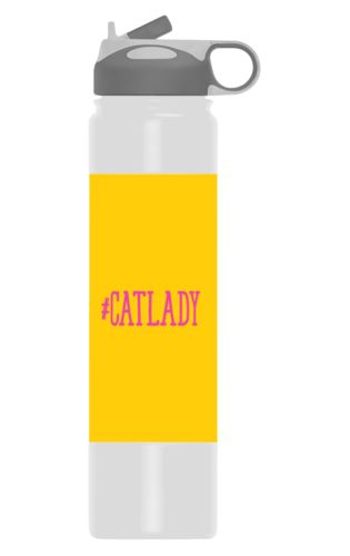 Insulated water bottle personalized with the saying "#catlady" in juicy pink and gold Insulated water bottle personalized with the saying "#catlady" in juicy pink and gold