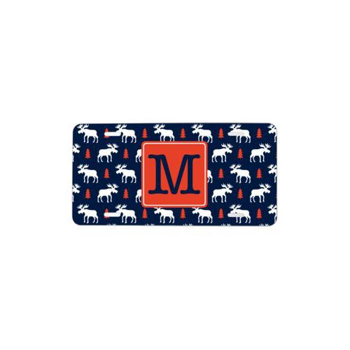 Custom front license plate personalized with moose pattern and initial in utica college