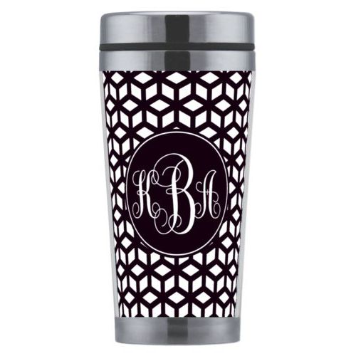 Personalized with triad pattern and monogram in black and white