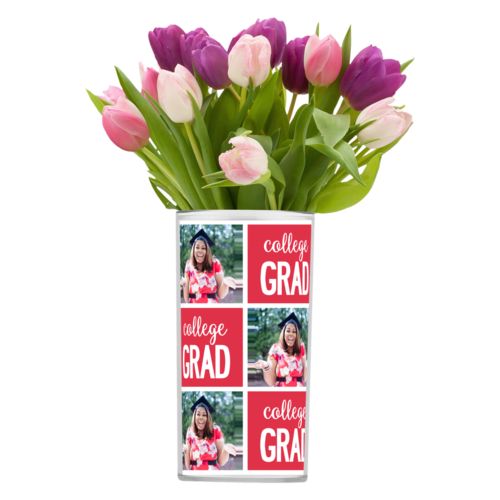 Personalized vases personalized with photo of graduate and "college grad"
