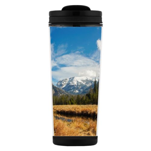 Personalized coffee travel mugs personalized with vacation photo