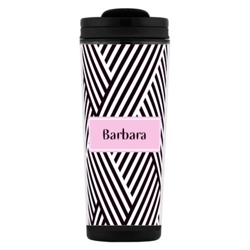 Personalized with maze pattern and name in black and pink quartz