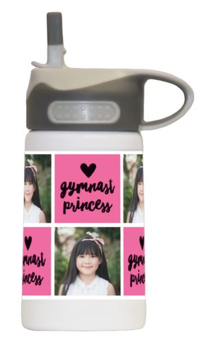 12 oz kids wide mouth personalized with a photo and the saying "gymnast princess" in black and pretty pink 12 oz kids wide mouth personalized with a photo and the saying "gymnast princess" in black and pretty pink
