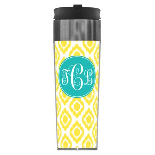 Personalized with batik pattern and monogram in robin's egg blue and yellow sunshine