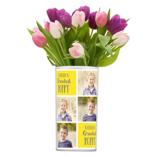 Personalized vases personalized with photos of kids and "World's Greatest Poppy"