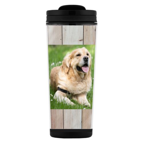 Personalized coffee travel mugs personalized with dog photo