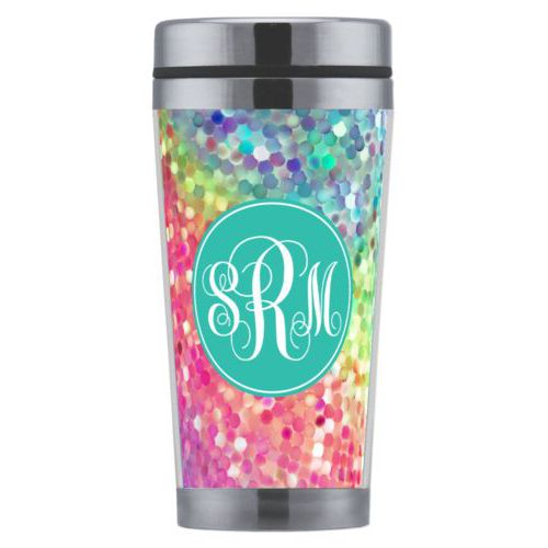 Personalized with glitter pattern and monogram in minty