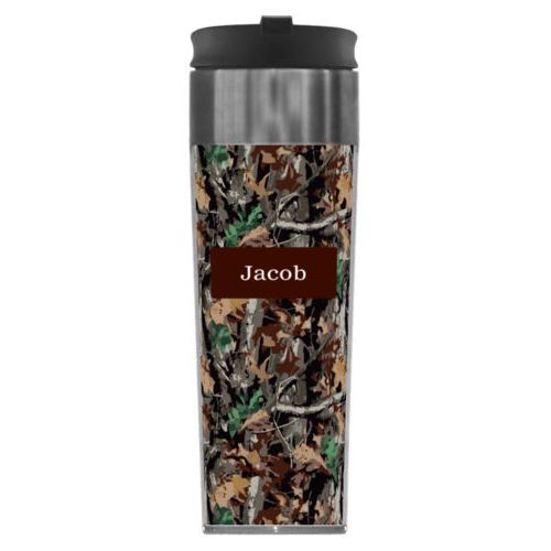 Personalized with hunting camo pattern and name in chocolate brown party goods