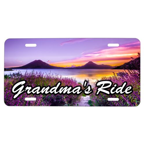 Custom license plates personalized with vacation photo and "Grandma's Ride"