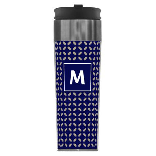 Personalized with clover pattern and initial in true navy and bark