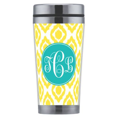 Personalized with batik pattern and monogram in robin's egg blue and yellow sunshine