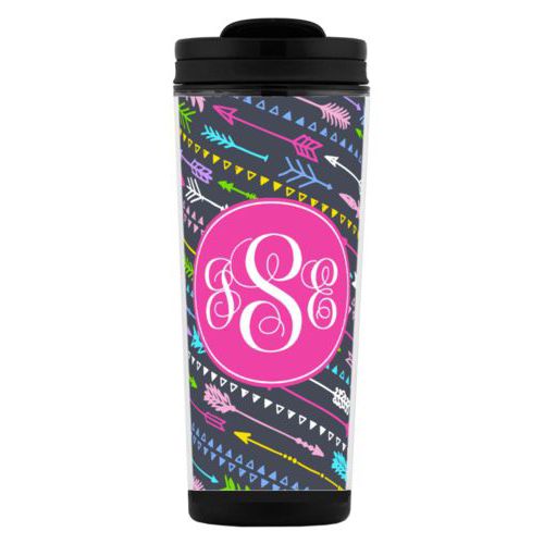 Personalized with arrows pattern and monogram in juicy pink