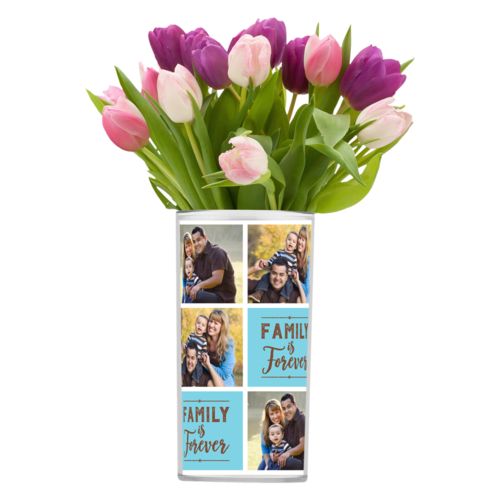 Personalized vases personalized with family photos and "Family is Forever"