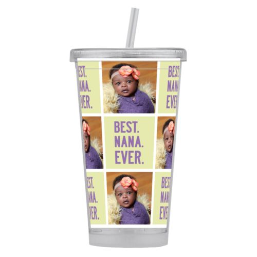 Personalized tumbler with straws personalized with baby photos and "Best Nana Ever"