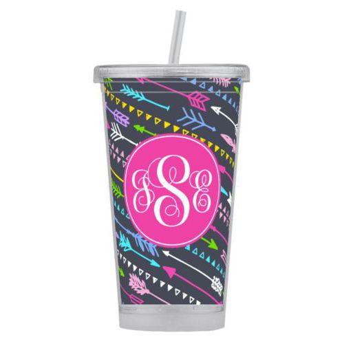 Personalized with arrows pattern and monogram in juicy pink