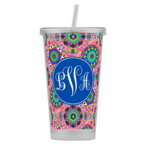 Personalized with east pattern and monogram in bright blue