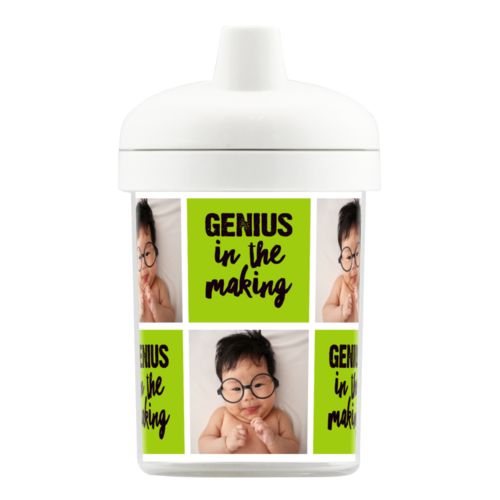 Personalized toddler cup personalized with toddler photo with "Genius in the making"