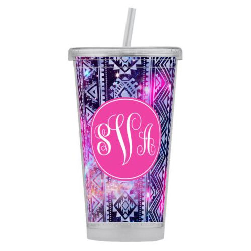 Personalized with nebula pattern and monogram in juicy pink