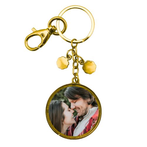 Custom metal keychains personalized with photo of couple