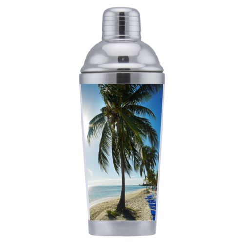 Personalized cocktail shakers personalized with vacation photo