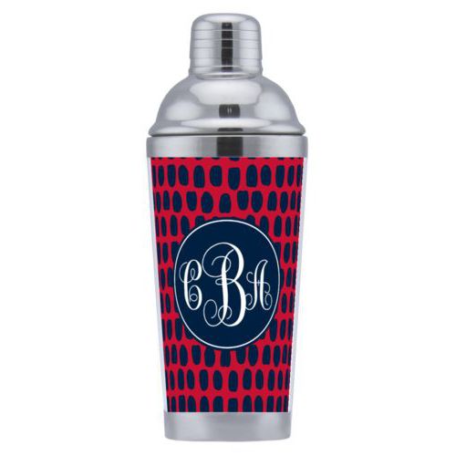 Cocktail shaker personalized with prints pattern and monogram in boston