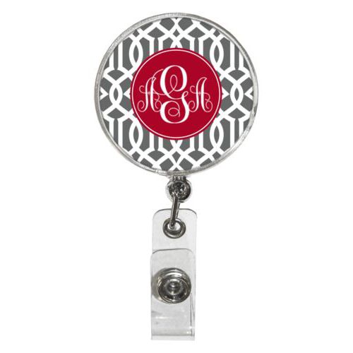Personalized badge reel personalized with ironwork pattern and monogram in massachusetts institute of technology