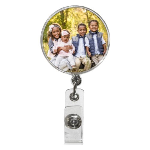 Custom badge reels personalized with photo of kids