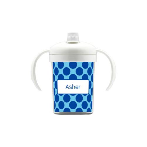Personalized sippycup personalized with dots pattern and name in ultramarine